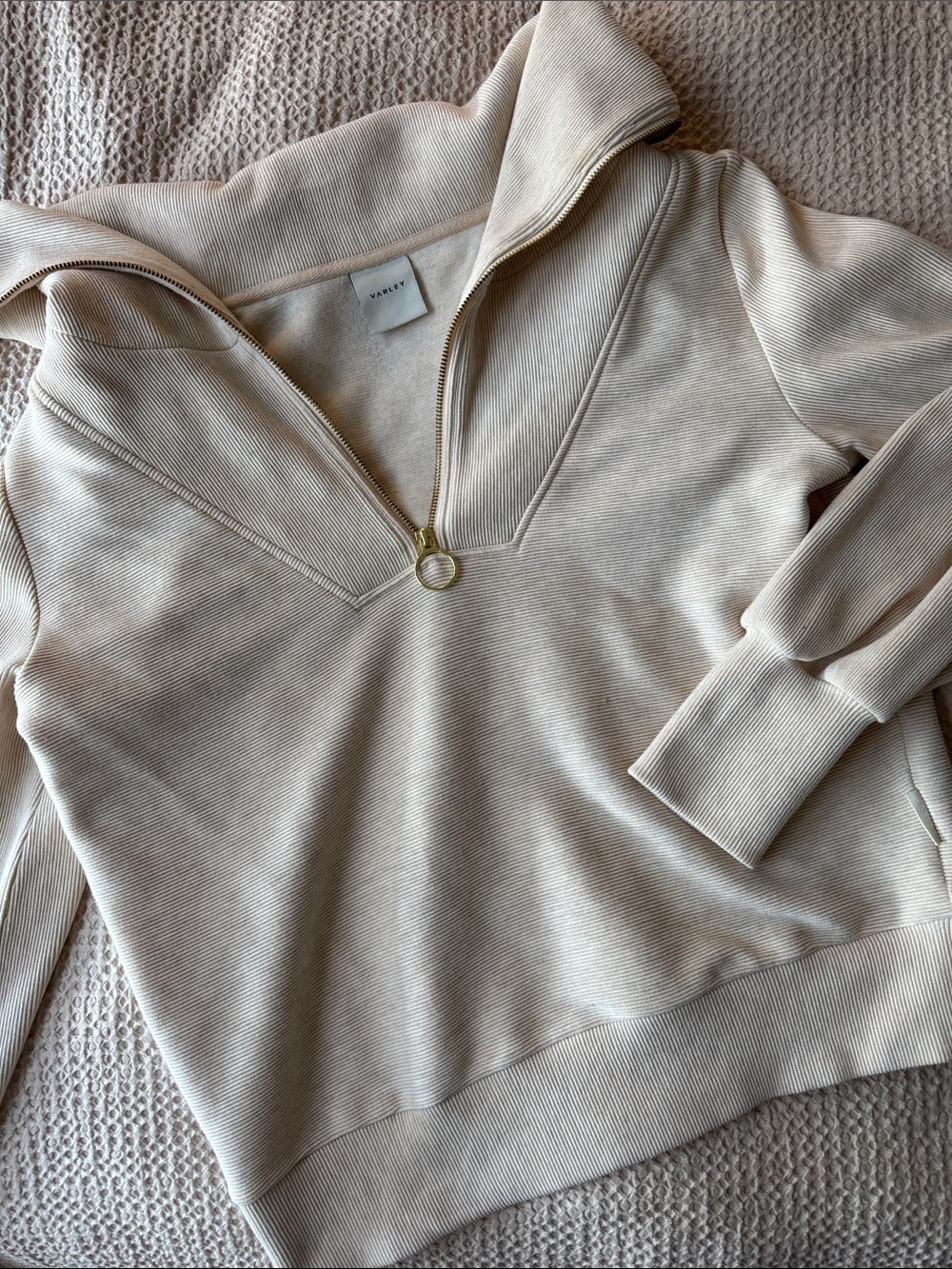 Varley Cream Half-Zip Pullover Sweatshirt
